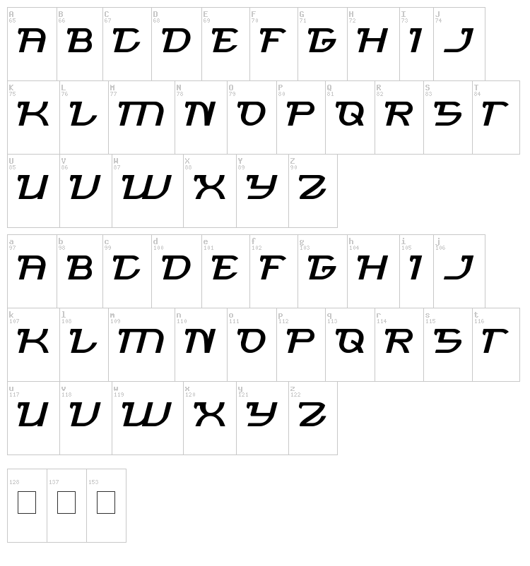 Brigade Army font map